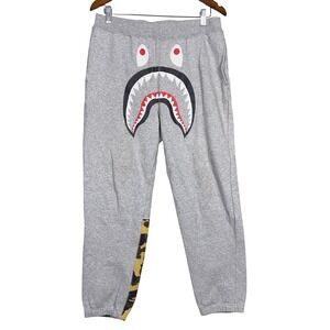 A Bathing Ape‎ BAPE Shark Slim Sweatpants Mens Size Medium Camo Grey Streetwear